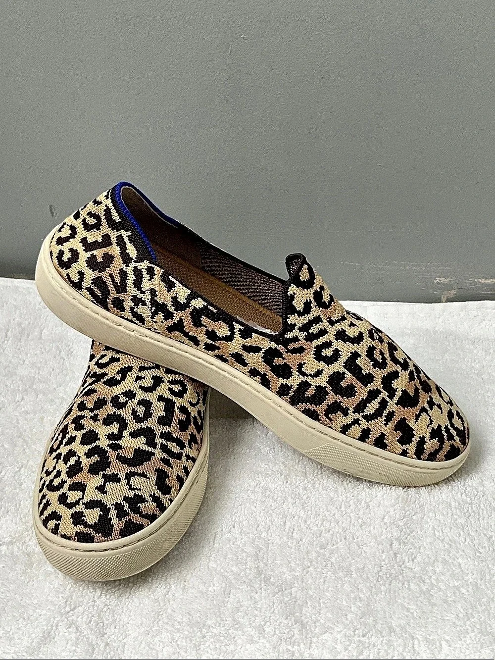 Rothy's The Sneaker Leopard Print Sneakers Brown & Black Like New